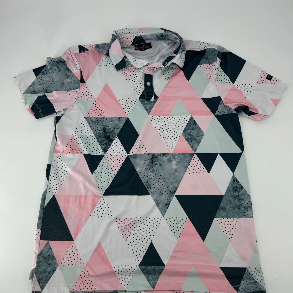 Yatta Golf‎ Men's Geometric Print Polo Shirt Short Sleeve Size Medium